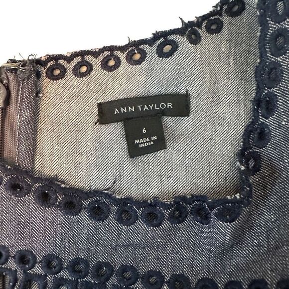Ann Taylor chambray embroidered shift dress- size 6 - Picture 6 of 10